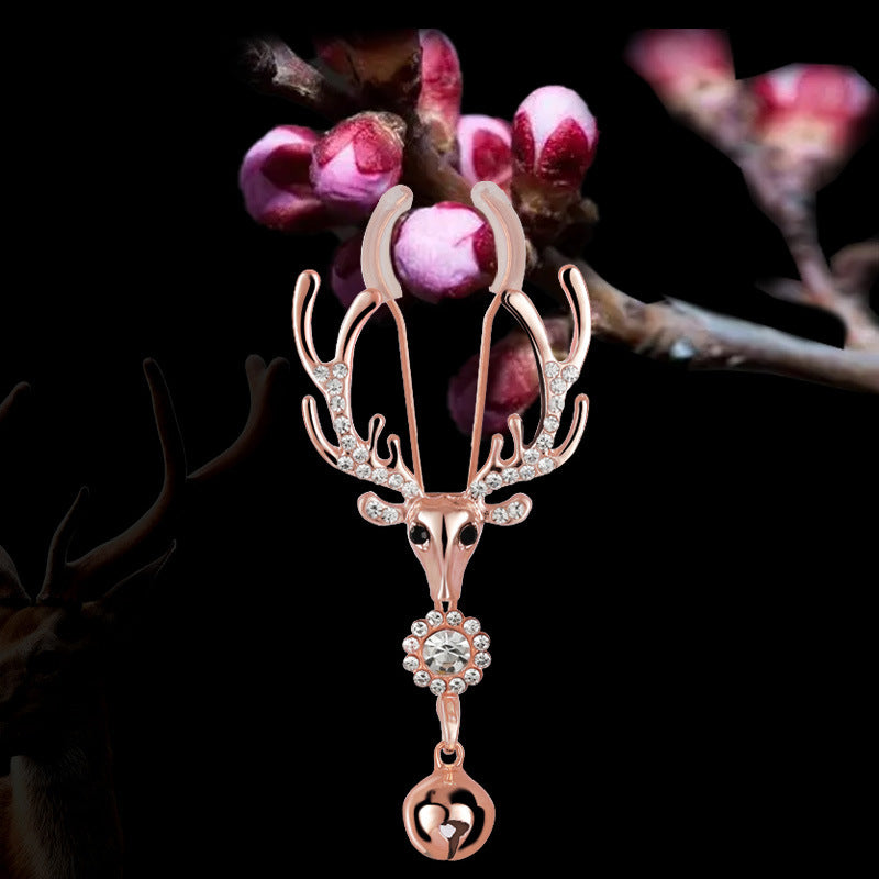 Rhinestone Deer Nipple Clamps with Bell