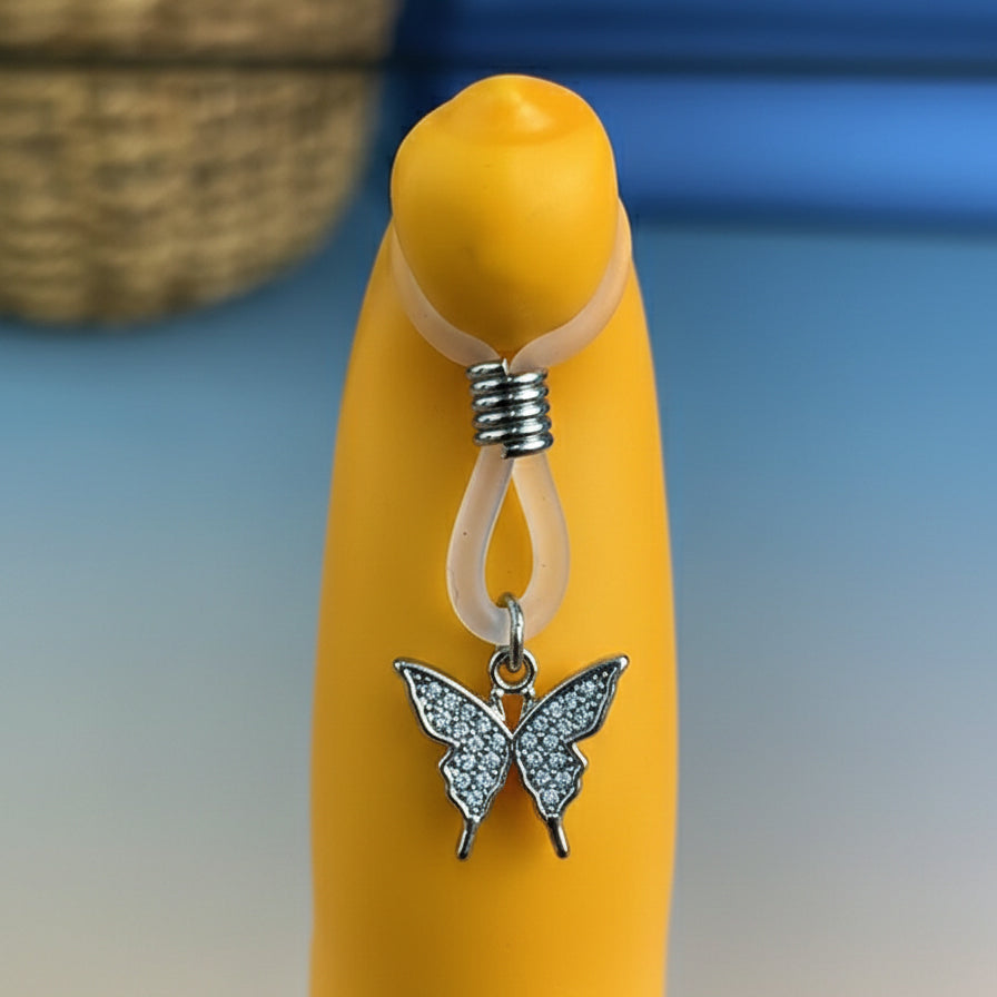 Sparkling Butterfly Adjustable Body Jewelry Clamps - Elegant Intimate Decorative Clips for Couples