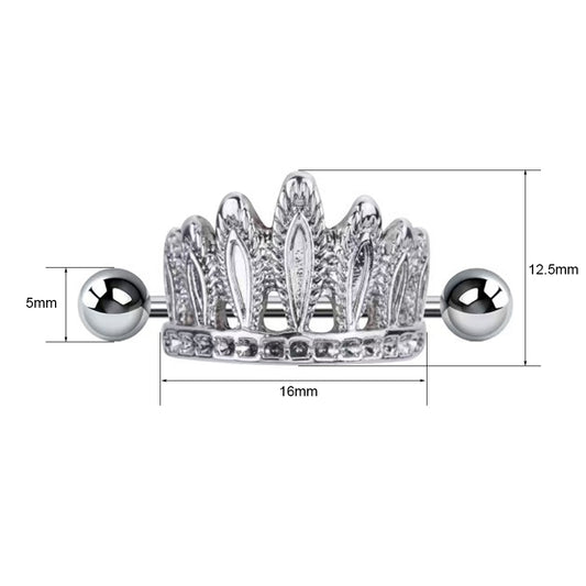 Detailed size chart for crown nipple shield showing 16mm bar length and 12.5mm height.