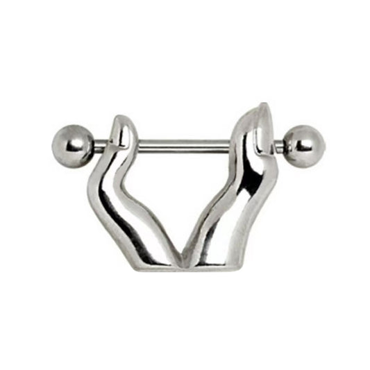 Single silver hand-shaped nipple shield body jewelry