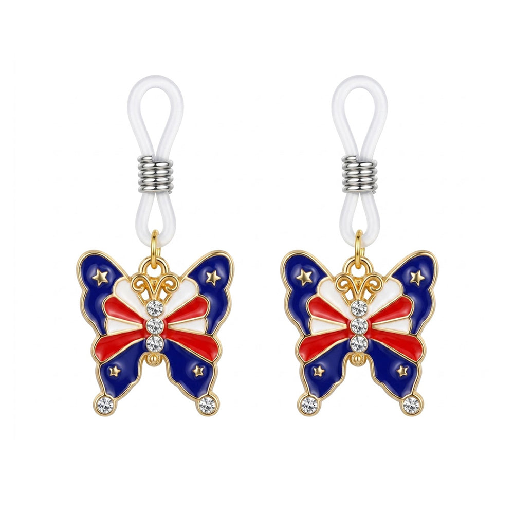 A pair of patriotic butterfly themed non-piercing nipple jewelry for women.