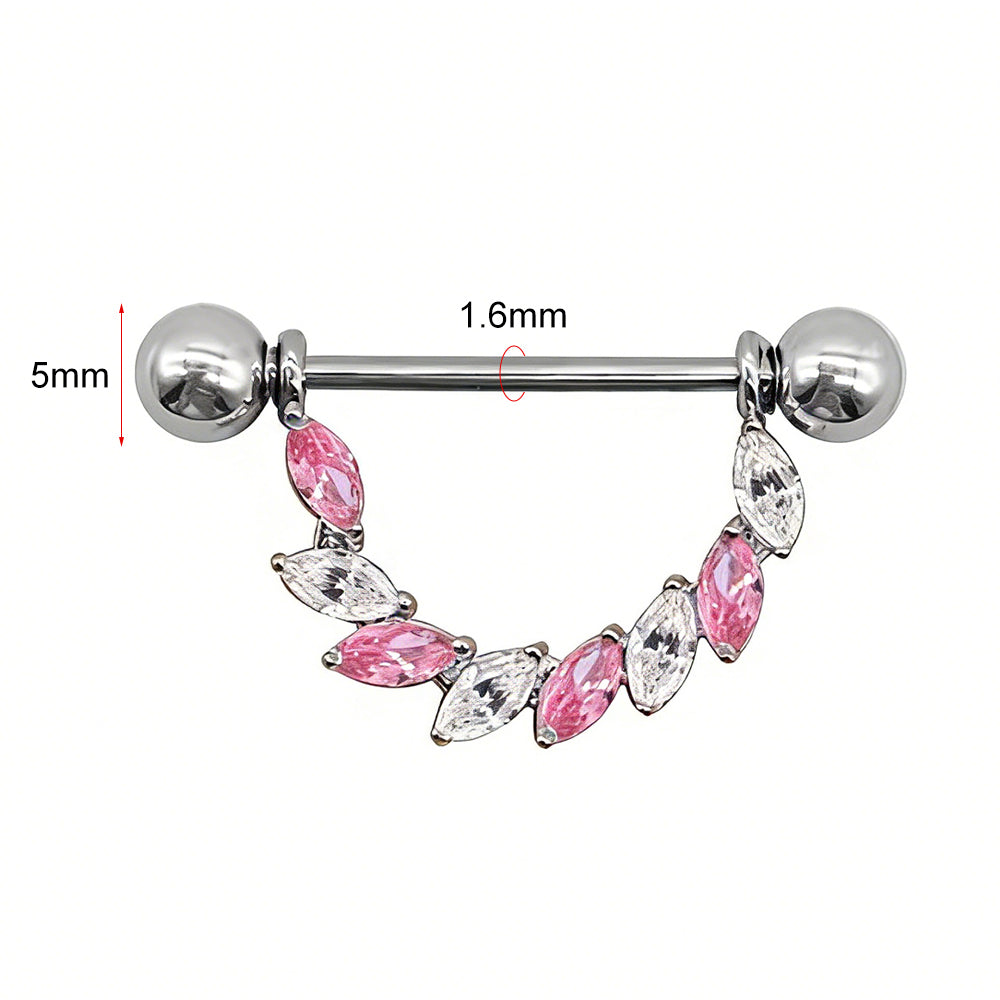 Sizing chart for nipple jewelry showing 1.6mm F136 Titanium bar and 5mm balls.