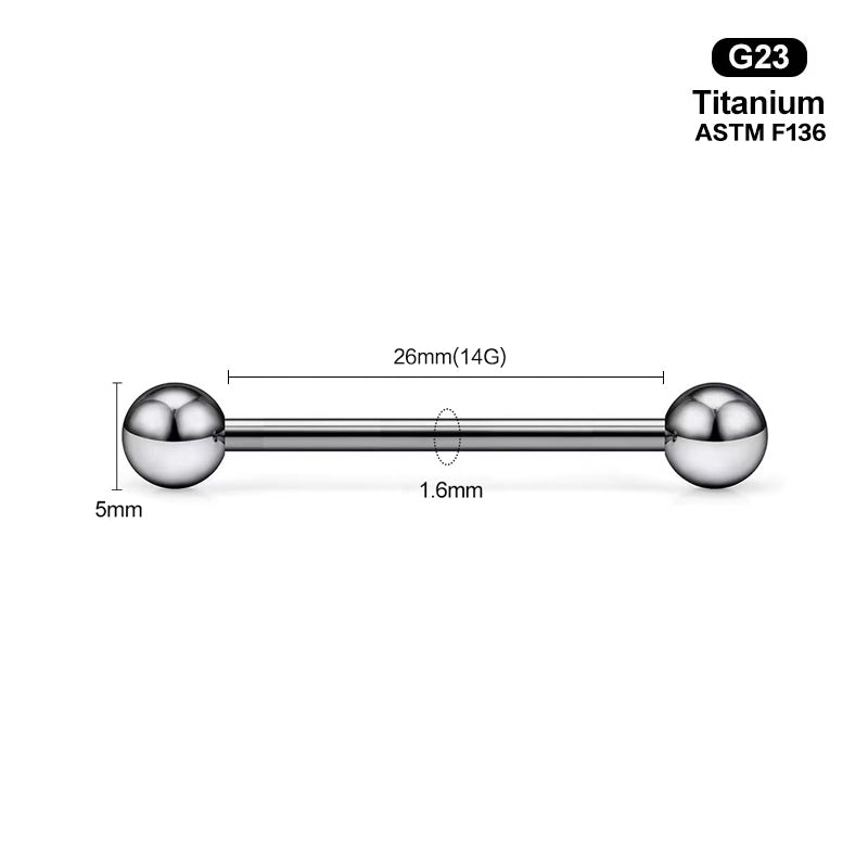 Professional 26mm length 14G straight barbell post with high-polish finish.
