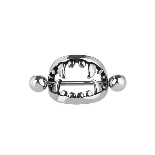 Barbell Dritto in Titanio F136 14G/14mm con Filettatura Interna Vamp Fang per Piercing ai Capezzoli