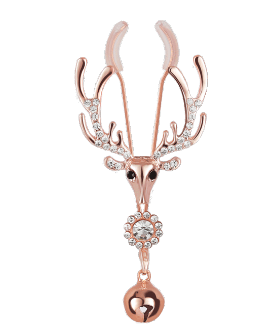 Rhinestone Deer Nipple Clamps with Bell