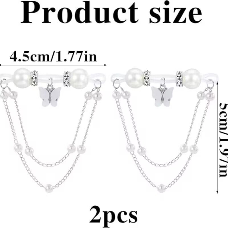 Product size guide for pair of non-piercing butterfly nipple rings showing 4.5cm width and 5cm total dangle length.