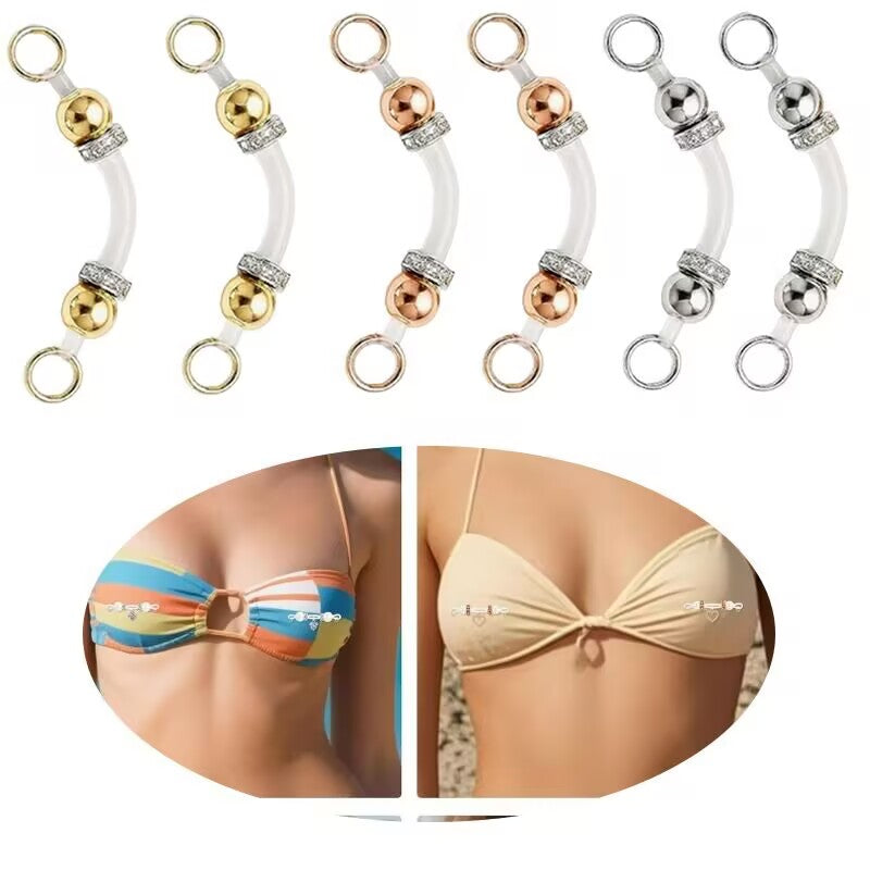 Multi-color set of fake nipple rings non piercing adjustable silicone body jewelry in gold, rose gold, and silver.
