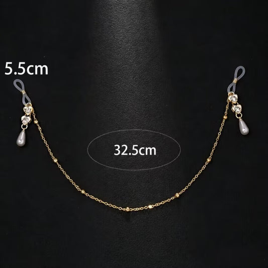 Product measurement diagram for the gold non-piercing nipple clasp chain set, showing the 32.5cm single connecting chain and 5.5cm pendants.