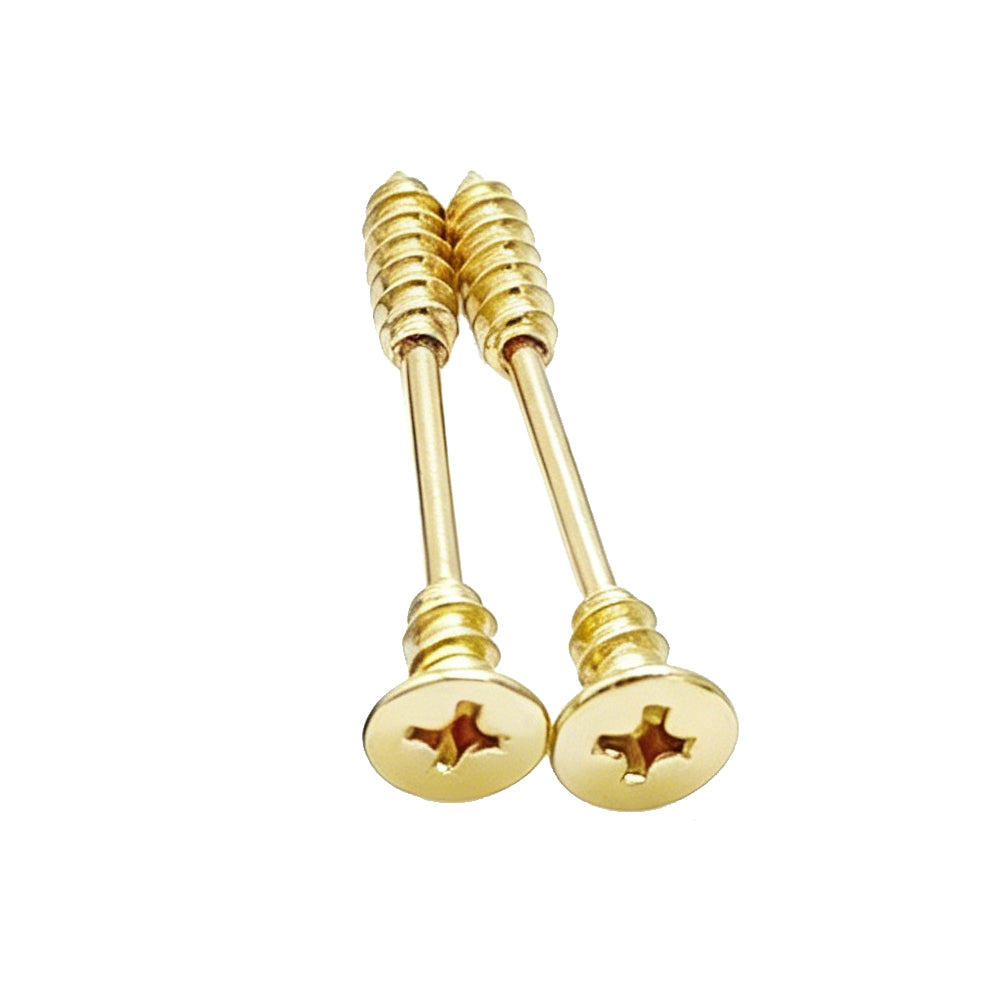 Gold colored realistic hardware screw nipple jewelry.