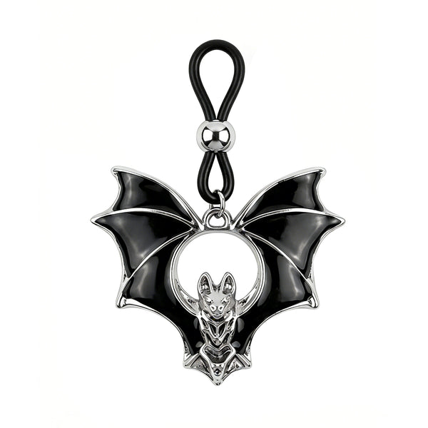 Single black gothic bat wing non-piercing nipple shield with adjustable loop.
