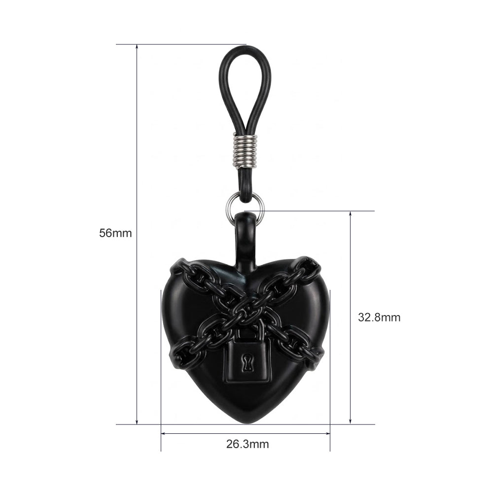 Product dimensions showing 56mm length and 32.8mm heart pendant size.
