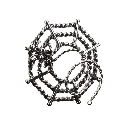 Single intricate spider web nipple shield featuring a central piercing hole and a detailed spider charm in a vintage silver finish.