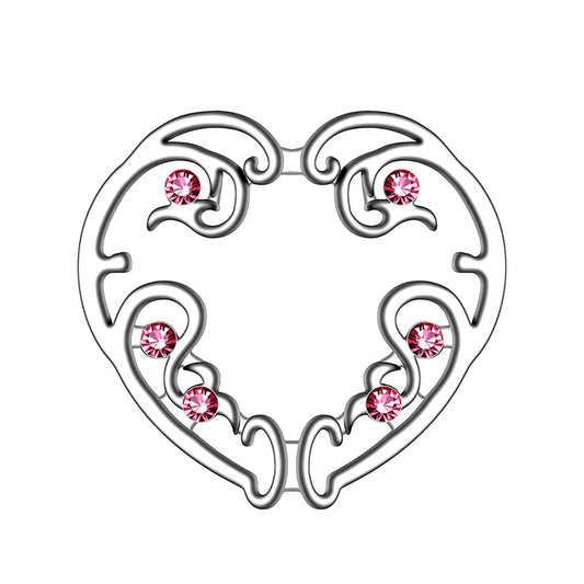 Single heart-shaped non-piercing nipple shield with pink crystal accents on white background.
