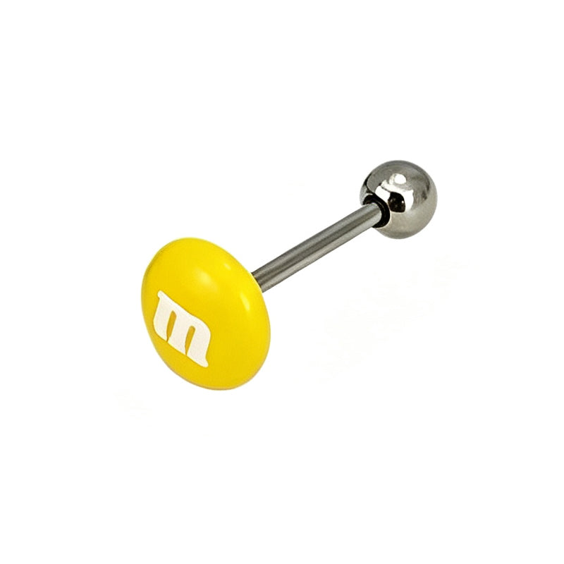 Yellow solid m candy stud tongue ring barbell