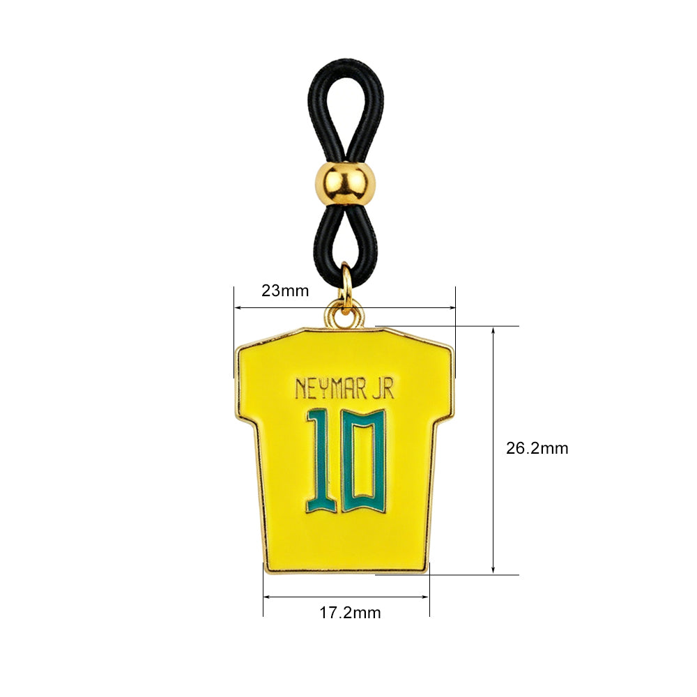 Size chart diagram of non-pierced Neymar Jr number 10 Brazil football jersey nipple clamps showing dimensions 26.2mm height and 23mm width.