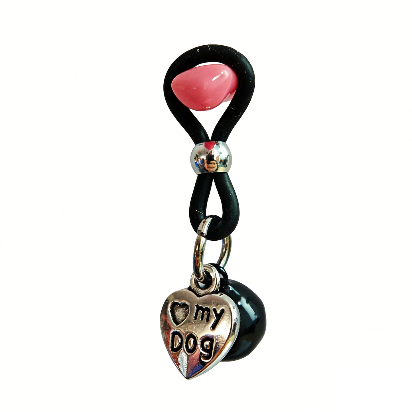 Single adjustable non-piercing nipple loop with heart charm and pink accent on a white background.