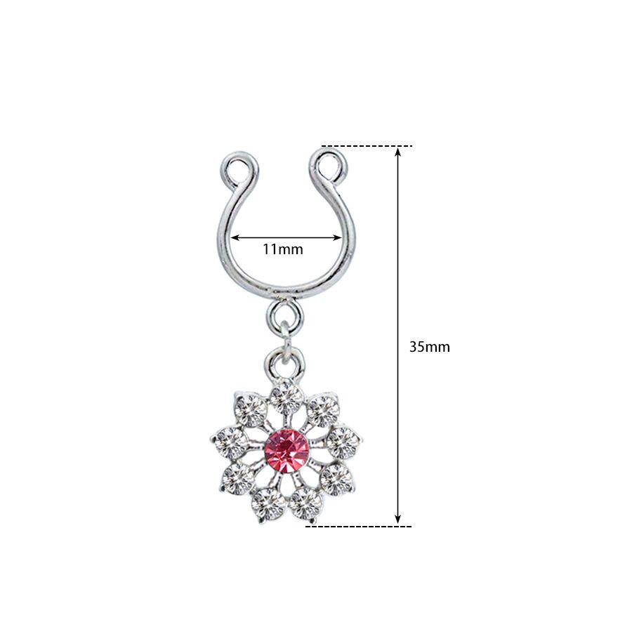 Detailed dimension chart showing the 11mm width and 35mm length of the flower nipple jewelry.