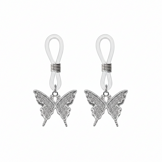 Sparkling Butterfly Adjustable Body Jewelry Clamps - Elegant Intimate Decorative Clips for Couples