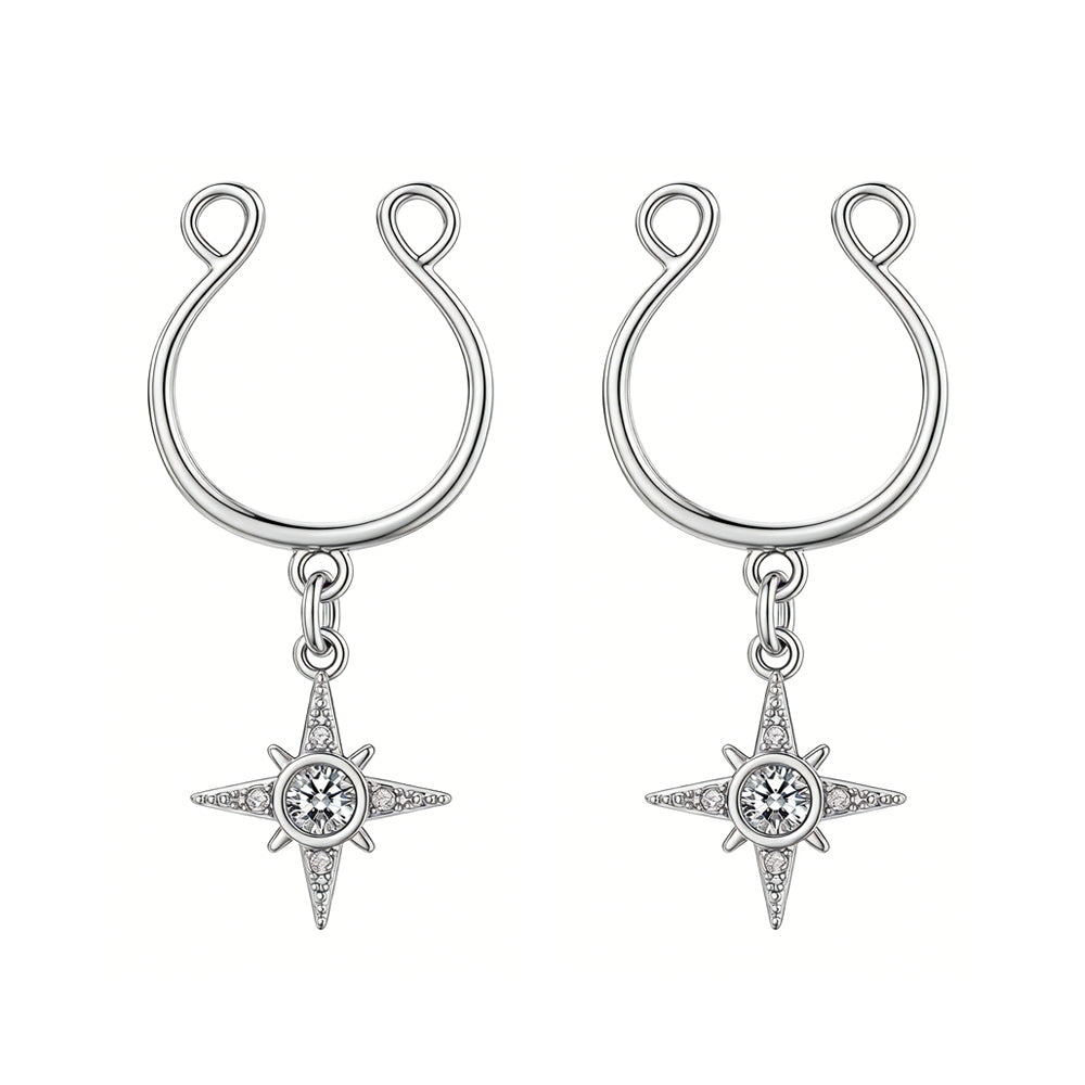 A pair of sparkling celestial theme fake nipple rings for women.