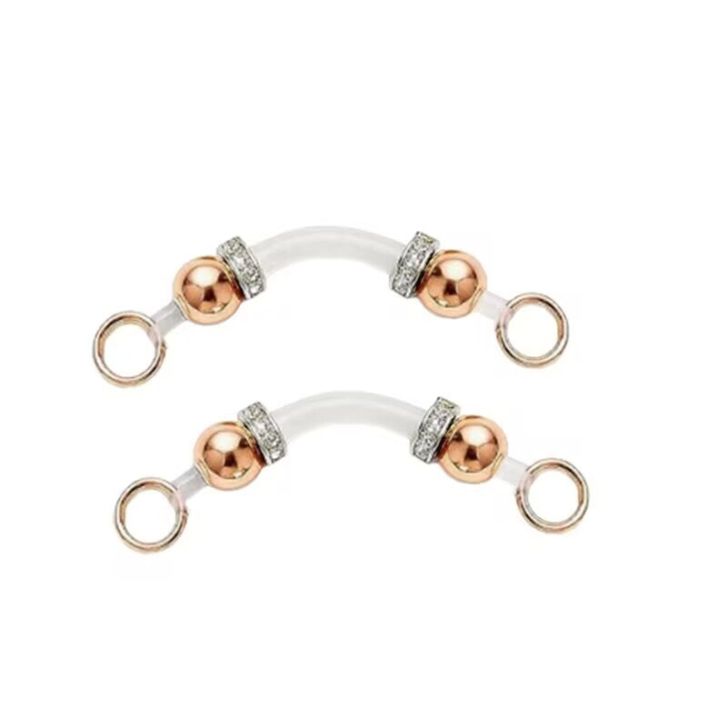 Pair of rose gold clip on non piercing nipple rings body jewelry for women.