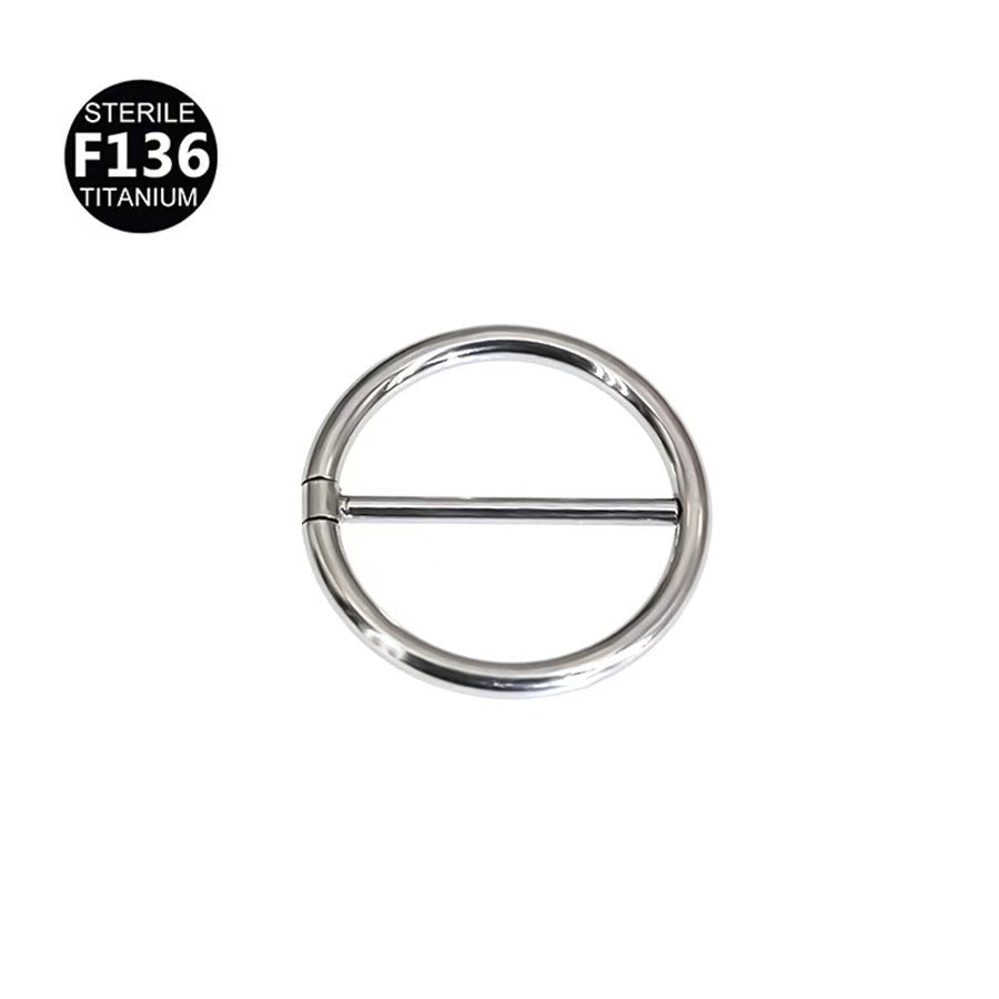 High polished silver implant-grade F136 titanium straight bar hinged nipple clicker ring.