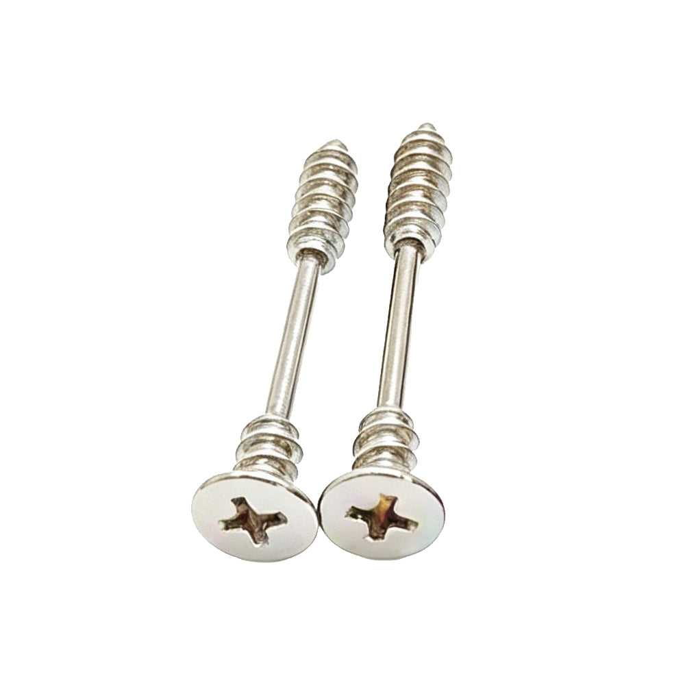 Silver industrial screw shape nipple barbell pair.