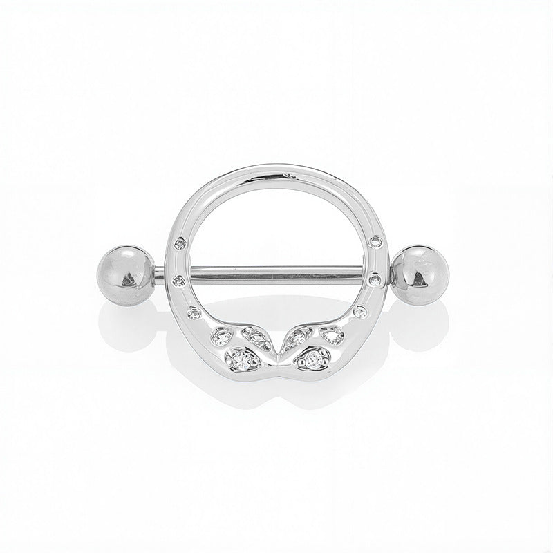 Decorative silver V-shaped nipple shield piercing