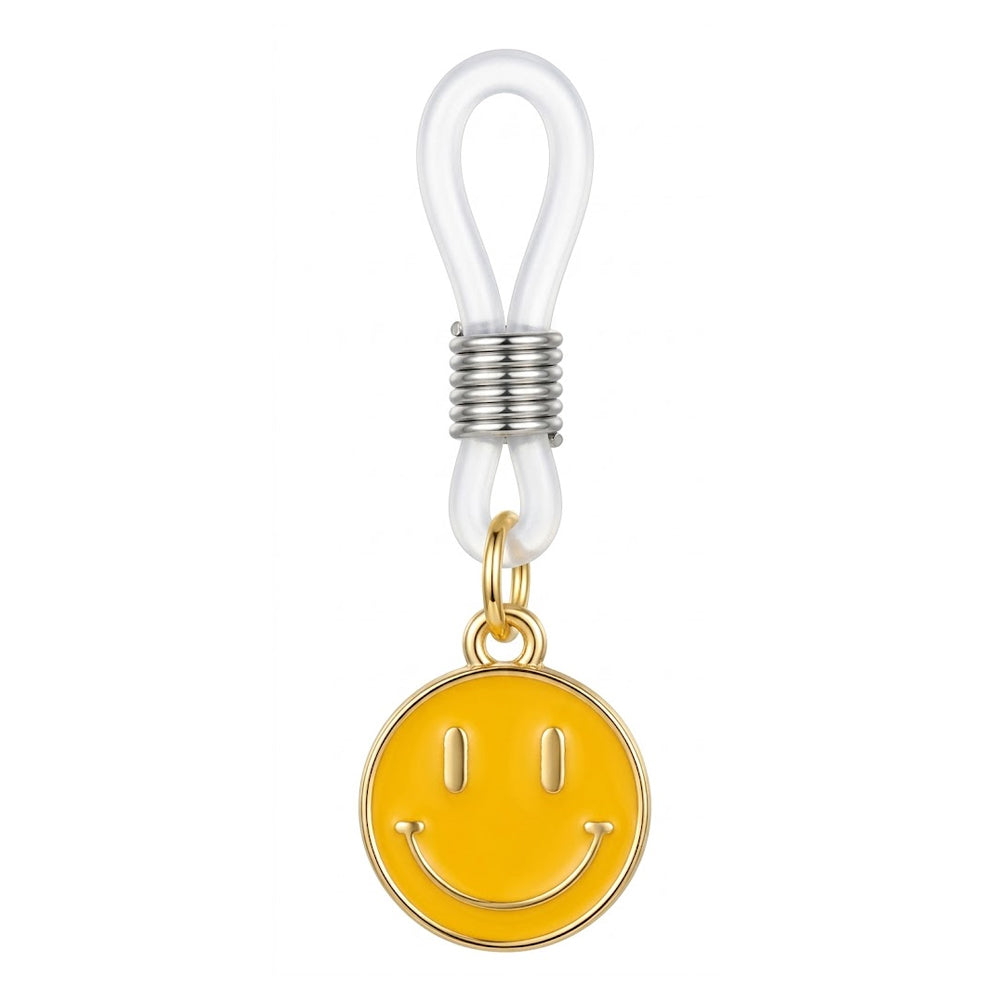 Single yellow smiley face nipple clamp with adjustable silicone loop for non-pierced body styling.