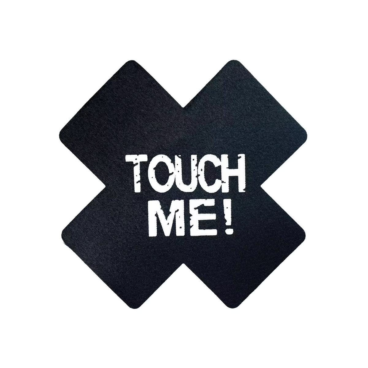 Touch Me letter print black cross nipple stickers for date night lingerie accessories