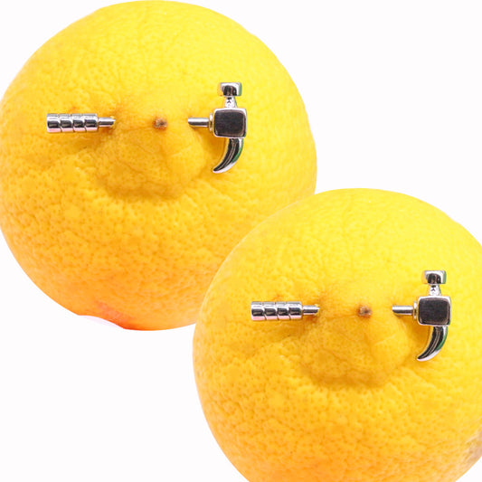 A pair of silver-colored industrial hammer nipple bars with threaded textured ends.